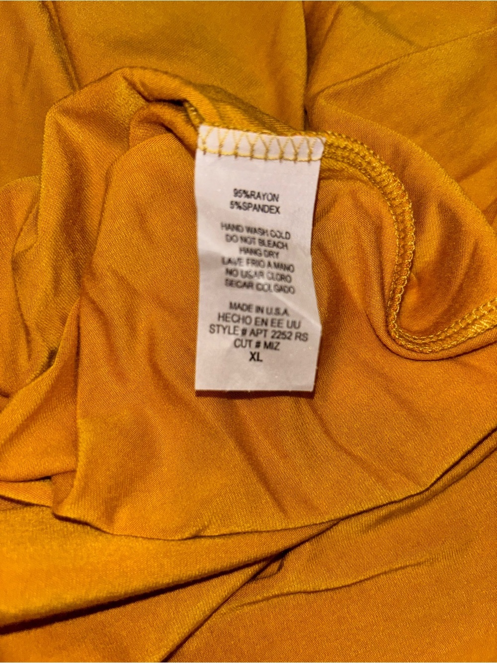 Azules Mustard Yellow Cowl Neck Long Sleeve Swing Tunic Top XL - Picture 5 of 6